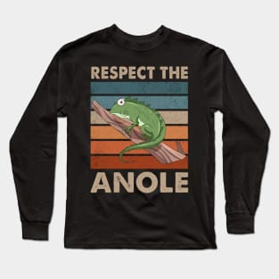 Respect The Anole Cute Lizard Reptile Lover Long Sleeve T-Shirt